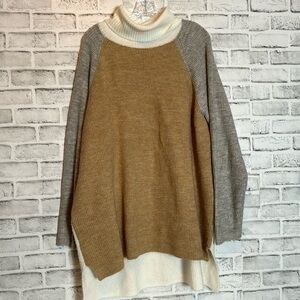 Lane Bryant sweater size 22/24 neutral colors, color block turtleneck